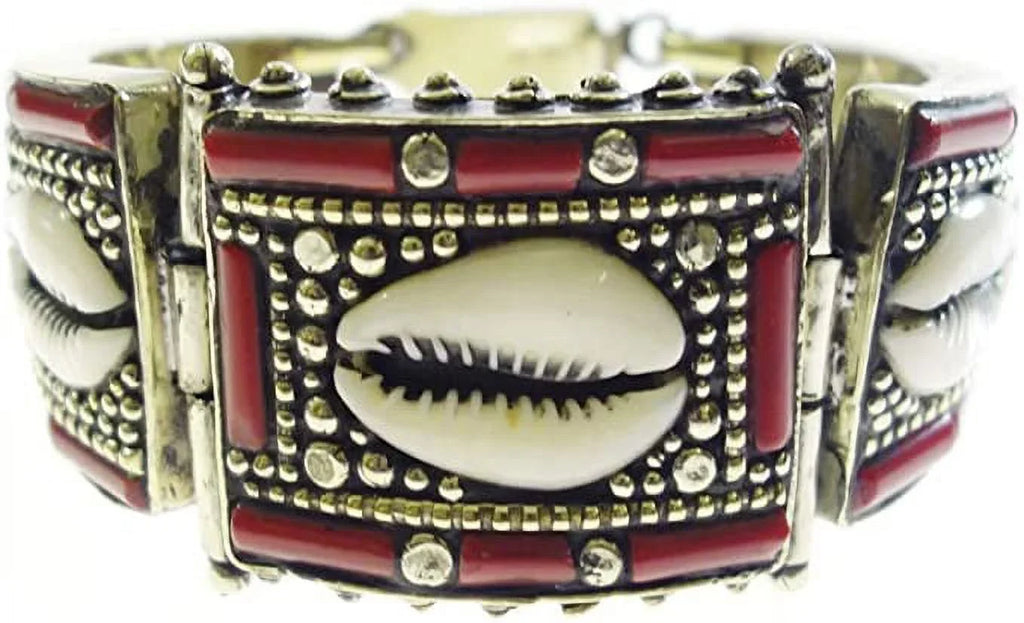 Tibetan silver, coral gemstone & shell design handmade designer cuff bracelet for Ladies & men, tribal gypsy style oxidized silver handmade fashion cuff bracelet jewellery