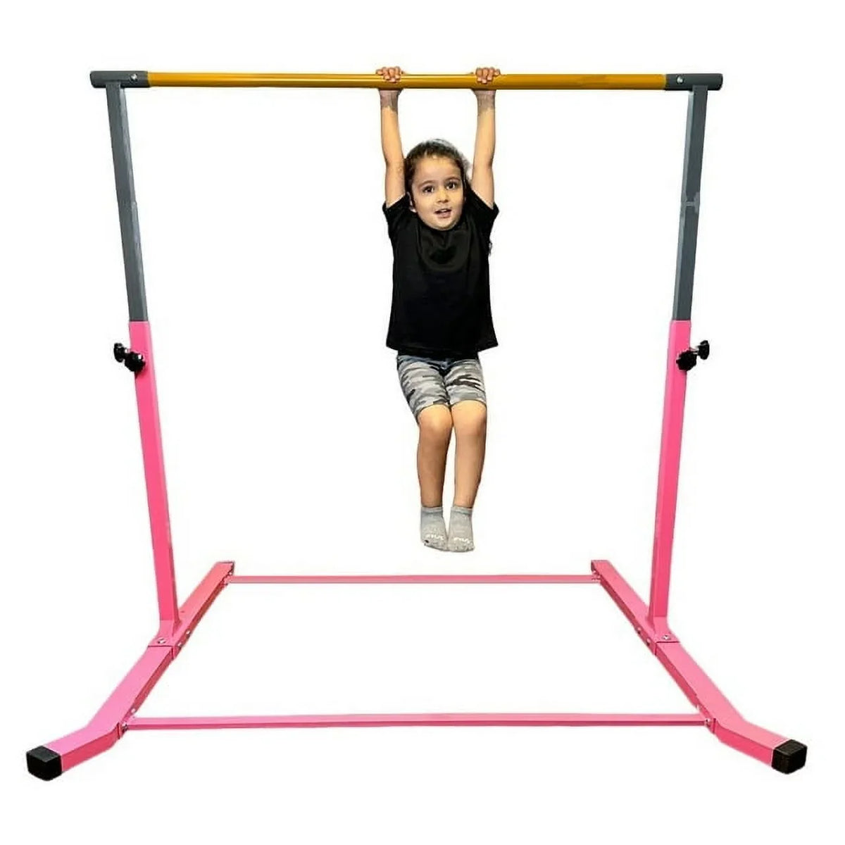 5 Star-TD Blush Gymnastic Kip Bar for Kids, Expandable 3-5 FT, Adjustable Height Horizontal Bar, Heavy Duty Curved Legs, Junior Training Equipment, Home Gymnastics, Strong and Durable