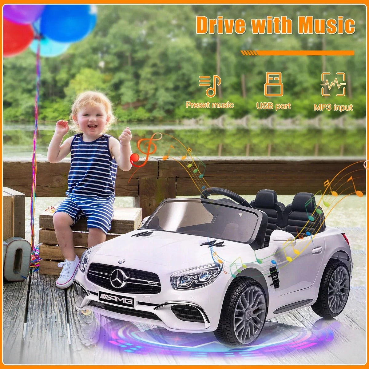Mercedes-Benz Licensed Electric Kids Ride-On Car - 12V Battery Crimson Vehicle