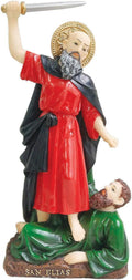 Saint St Elijah San Santo Elias Statue Religious Figurine Religious (8 Inch, Crimson
