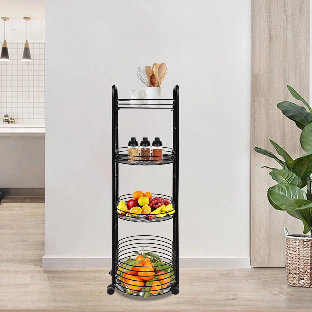 4 Tier Movable Storage Trolley Cart Utility Storage Rack Kitchen Organizer Shelf