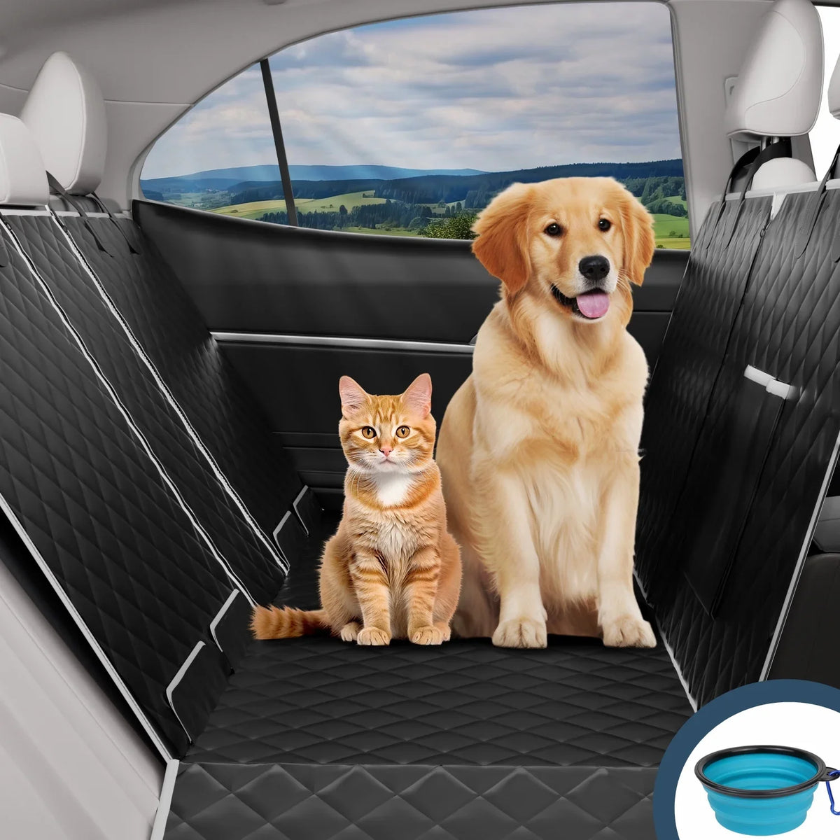 Dog Car Seat Cover for Back Seat, Waterproof Pet Seat Cover 600D Scratch-Proof Dog Seat Cover for Truck, Vehicle SUV, Tesla, Machine Washable,Color Black