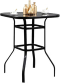 Nikias Sturdy Solid Glass Bar Table For Poolside Party