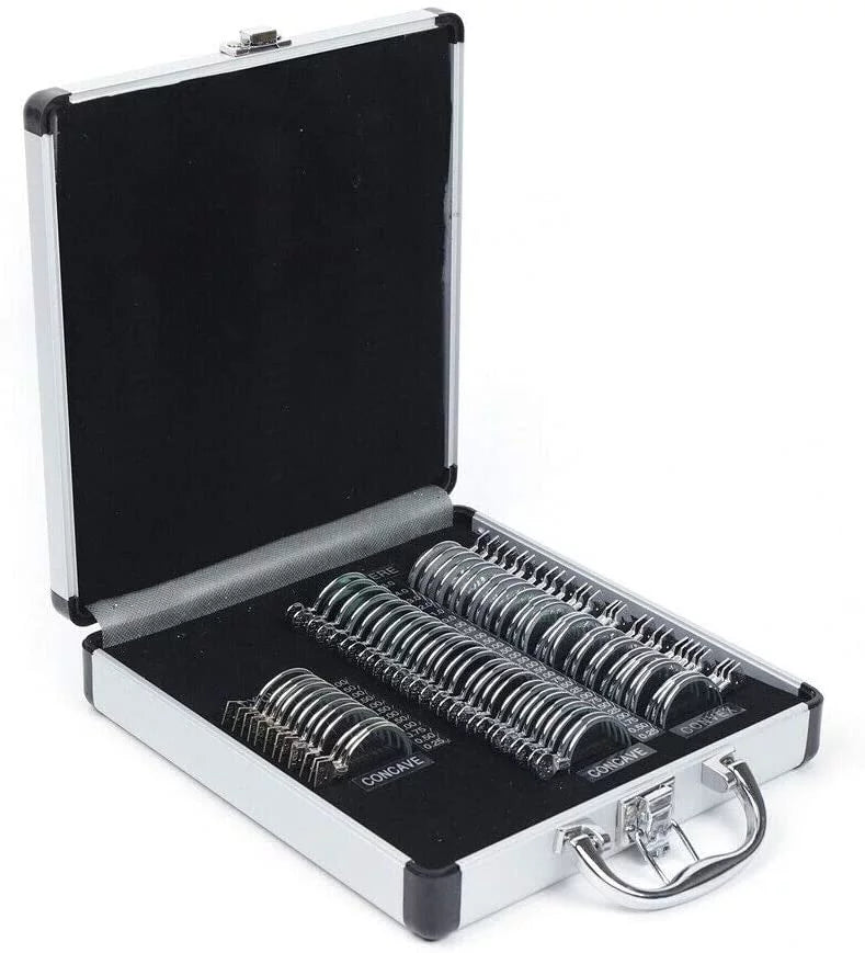 Fetcoi, Optical Trial Lens Set Optometry Kit 68pcs Metal Rim Ophthalmic lenses + Aluminum Case (68pcs/set)