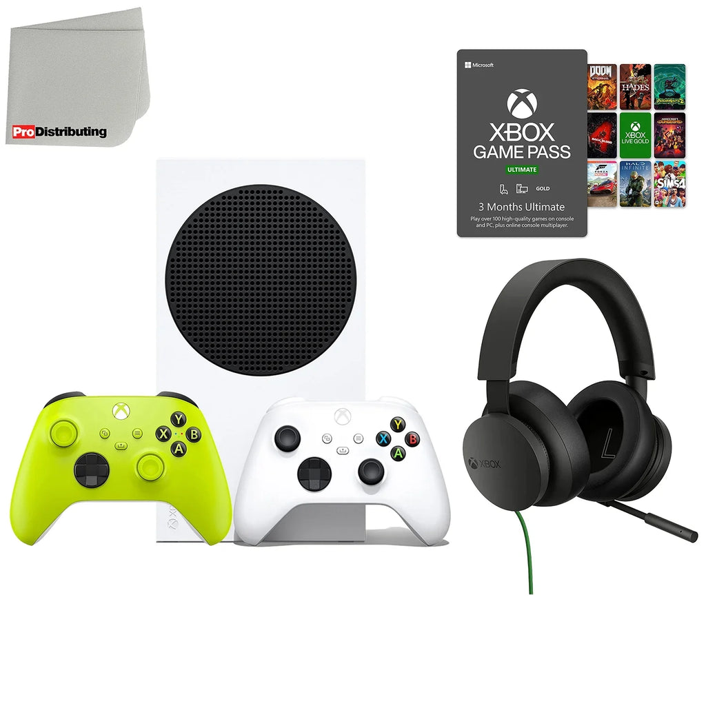 Microsoft Xbox Series S 512GB All-Digital Video Game Console with Extra Wireless Controller - Electric Volt - Xbox Stereo Gaming Headset, 3-Month Gamepass Ultimate and Microfiber Cleaning Cloth
