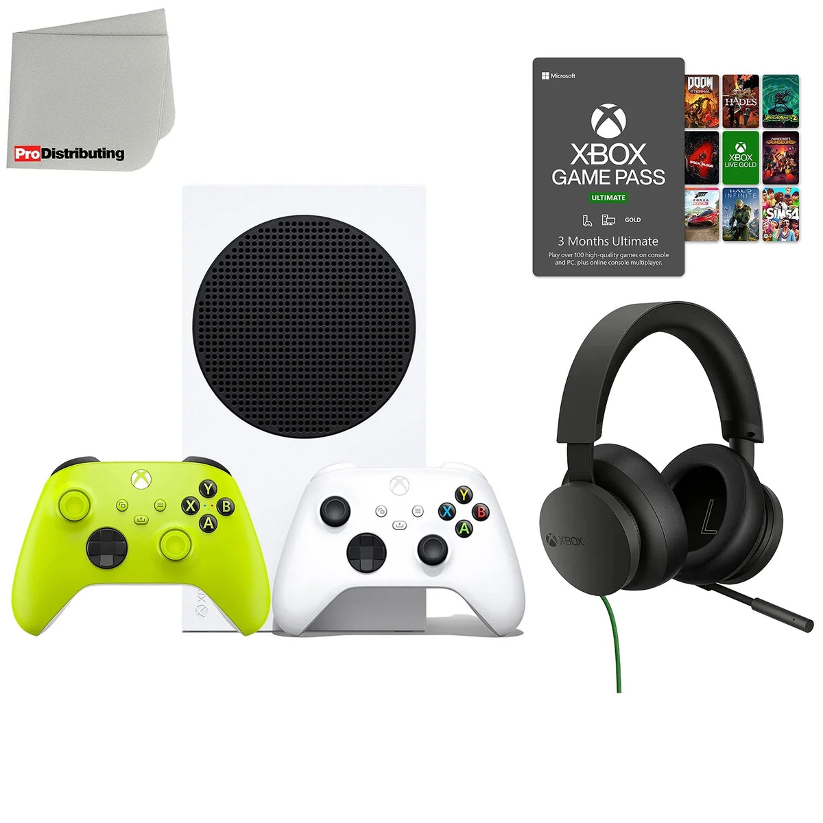 Microsoft Xbox Series S 512GB All-Digital Video Game Console with Extra Wireless Controller - Electric Volt - Xbox Stereo Gaming Headset, 3-Month Gamepass Ultimate and Microfiber Cleaning Cloth