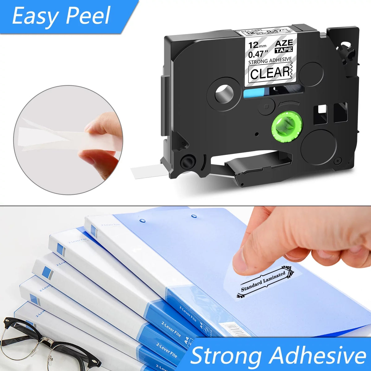 GREENCYCLE 100PK Compatible for Brother P-touch Black on Clear 12mm TZ TZe TZe-S131 TZ-S131 TZ-131 TZe-131 Extra Strength Laminated Label Tape
