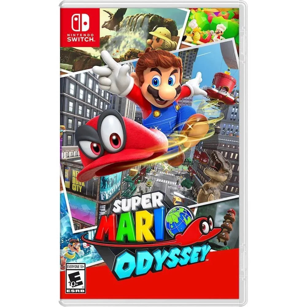 Nintendo Switch Odyssey Bundle: Ruby and Blue Joy-Con Improved Battery Life 32GB Console,Super Mario Odyssey Game Disc and Odyssey Deluxe Travel Case