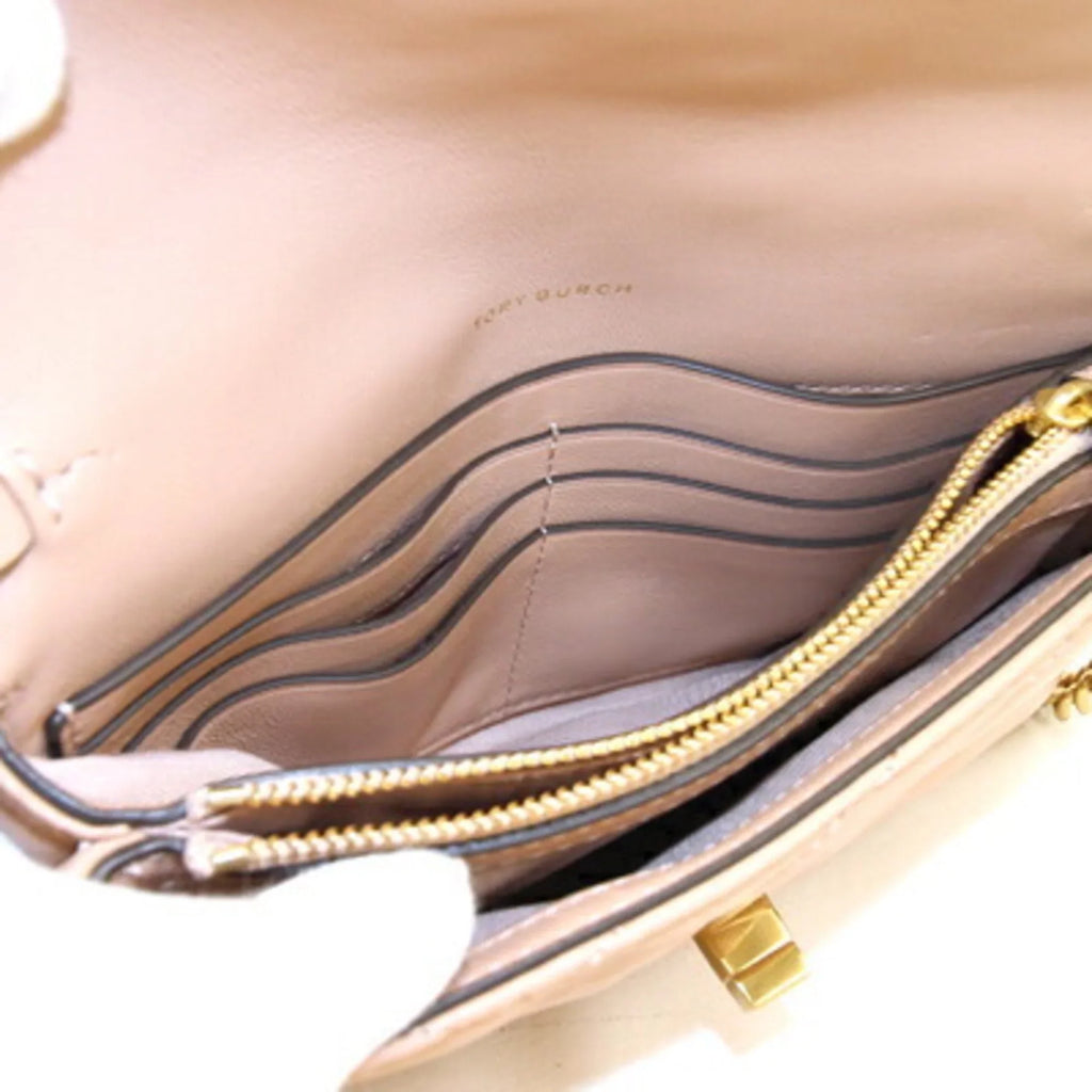 Pre-Owned Tory Burch Shoulder Kira Chevron Chain 64068 Beige Leather Girls TORY BURCH (Good)