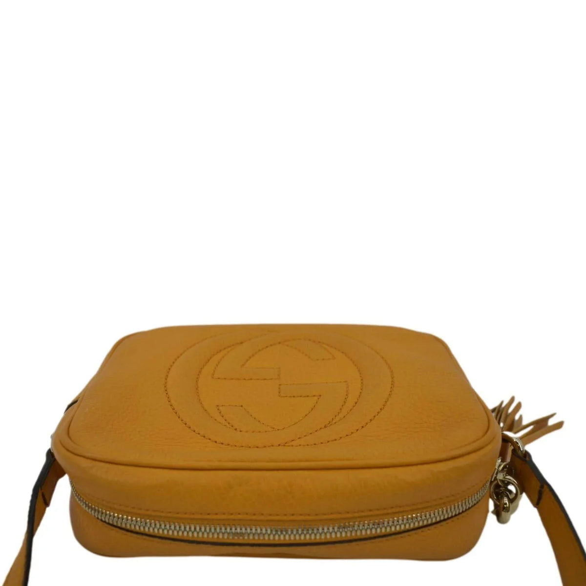 Pre-owned GUCCI Soho Disco Camera Leather Crossbody Bag Orange 308364