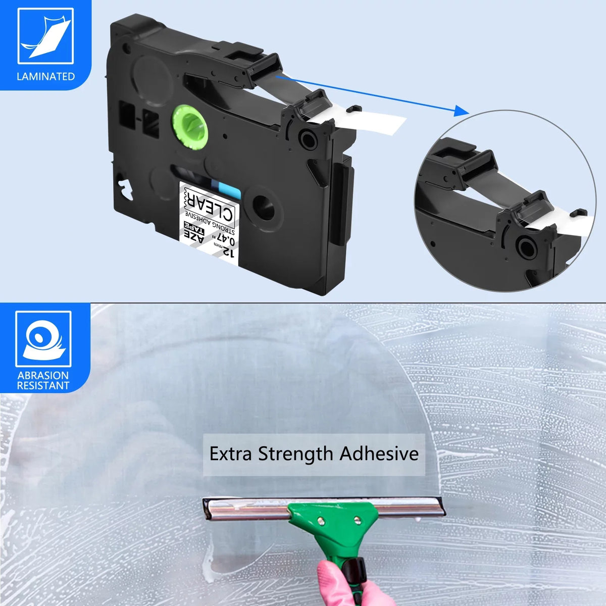GREENCYCLE 100PK Compatible for Brother P-touch Black on Clear 12mm TZ TZe TZe-S131 TZ-S131 TZ-131 TZe-131 Extra Strength Laminated Label Tape