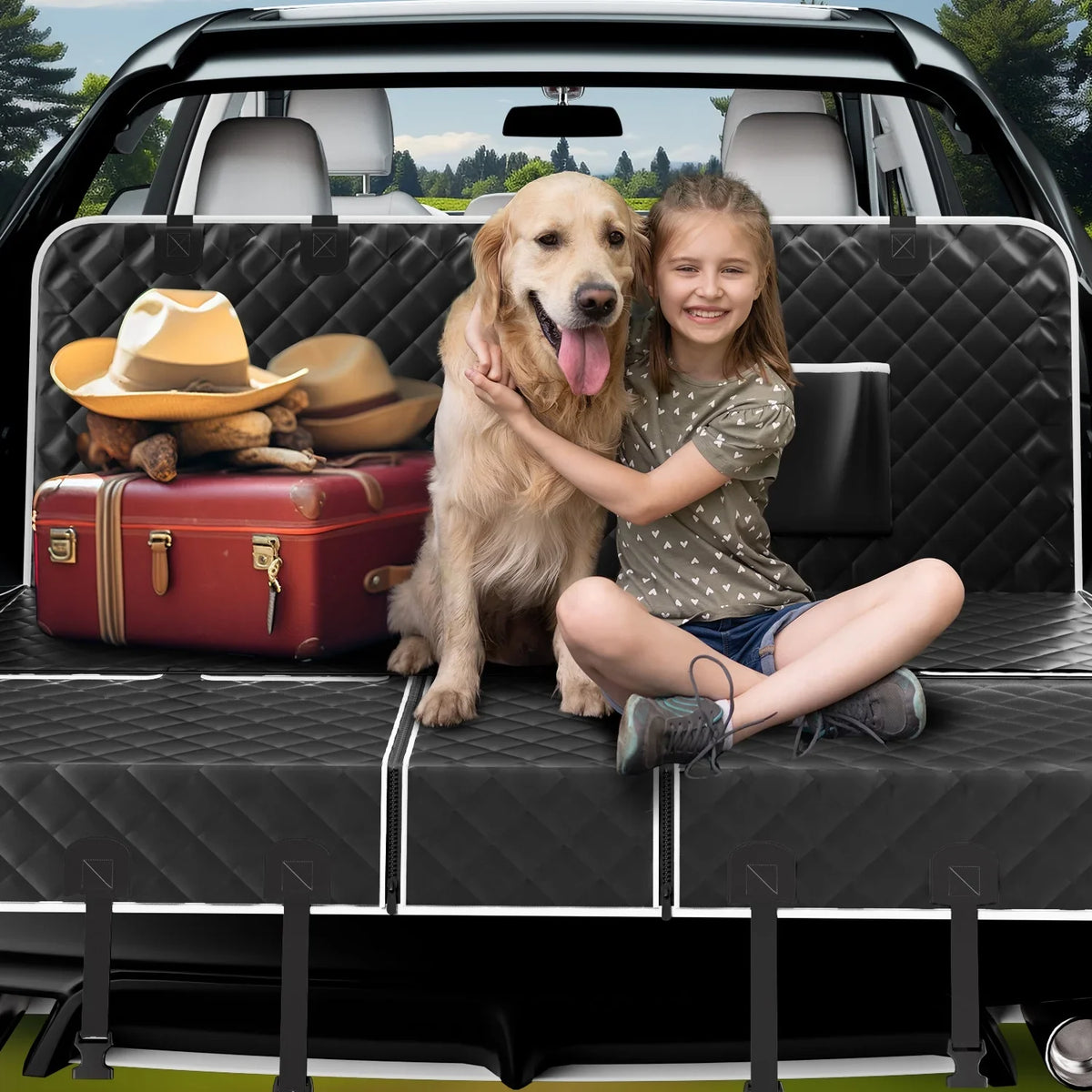 Dog Car Seat Cover for Back Seat, Waterproof Pet Seat Cover 600D Scratch-Proof Dog Seat Cover for Truck, Vehicle SUV, Tesla, Machine Washable,Color Black