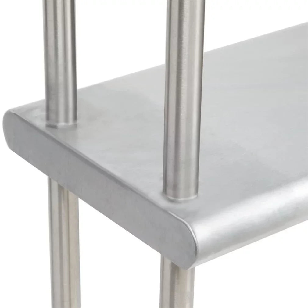 30" x 60" Stainless Steel Work Table With Two Shelves | 12" Wide Double Tier Overshelf | Metal Kitchen Prep Table & Shelving Combo
