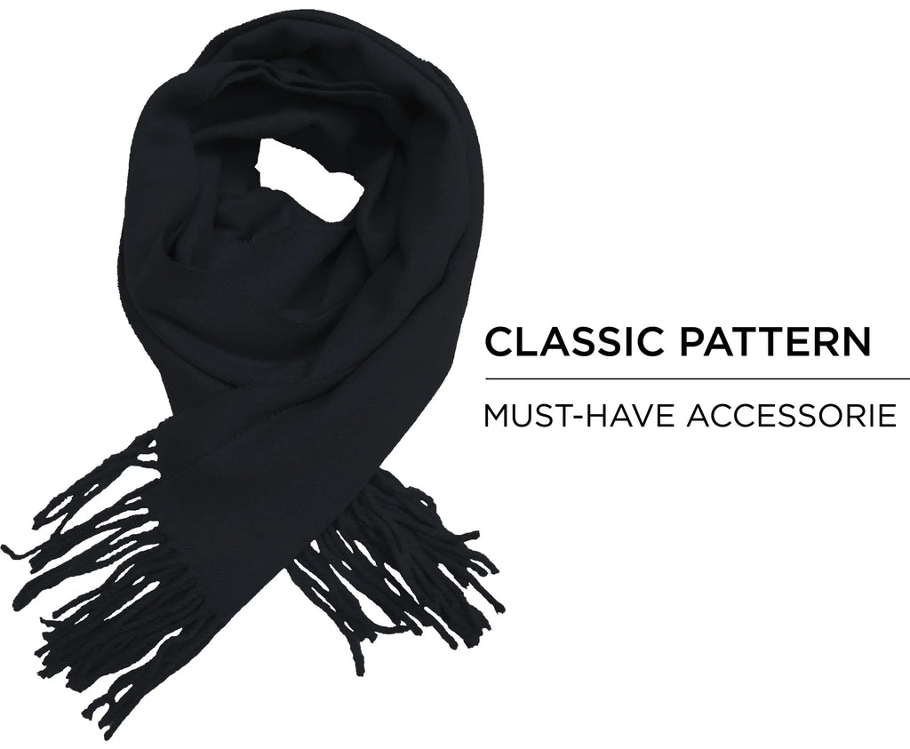 Calvin Olivia Cashmere Feel Scarf Soft Winter Ombre Nova Buffalo Tartan Tweed Houndstooth Plaid Chic Gift for Men Girls Black