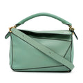 Pre-Owned Authenticated LOEWE Small Puzzle Satchel Calf Leather Green Unisex (Good)