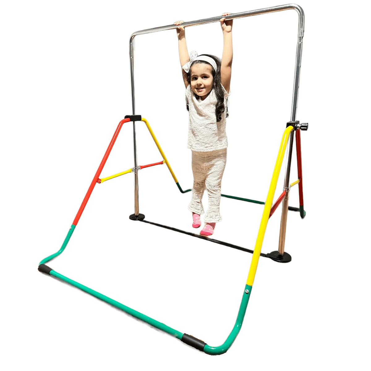 Balançoire Adjustable Kids Gymnastics Bar - Home Training Monkey Bar, Folding & Expandable Ruby