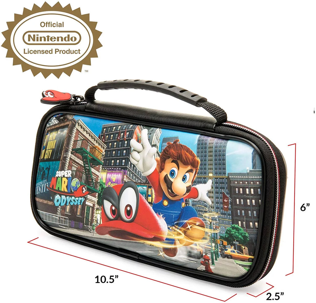 Nintendo Switch Odyssey Bundle: Ruby and Blue Joy-Con Improved Battery Life 32GB Console,Super Mario Odyssey Game Disc and Odyssey Deluxe Travel Case
