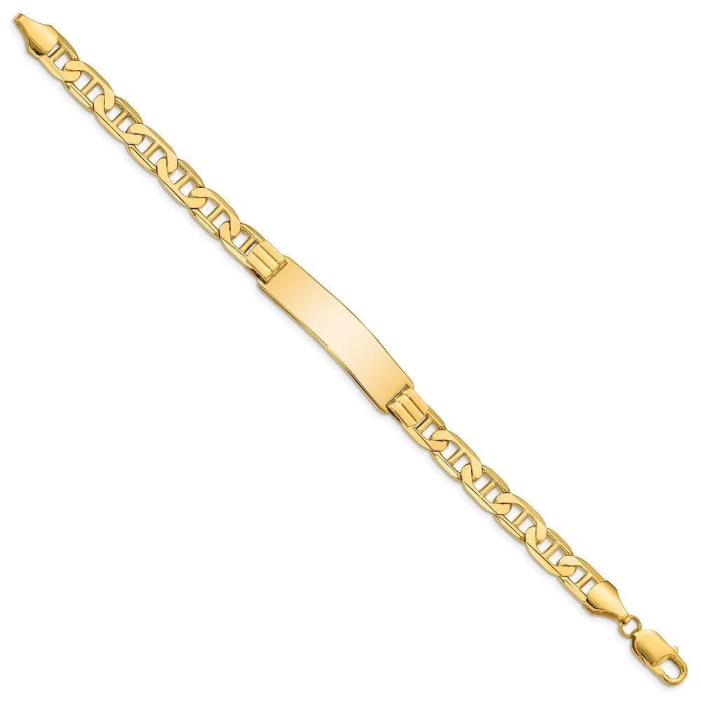 Auriga Fine Jewelry 14K Yellow Gold Anchor Link Id Bracelet 8 inch for Girls