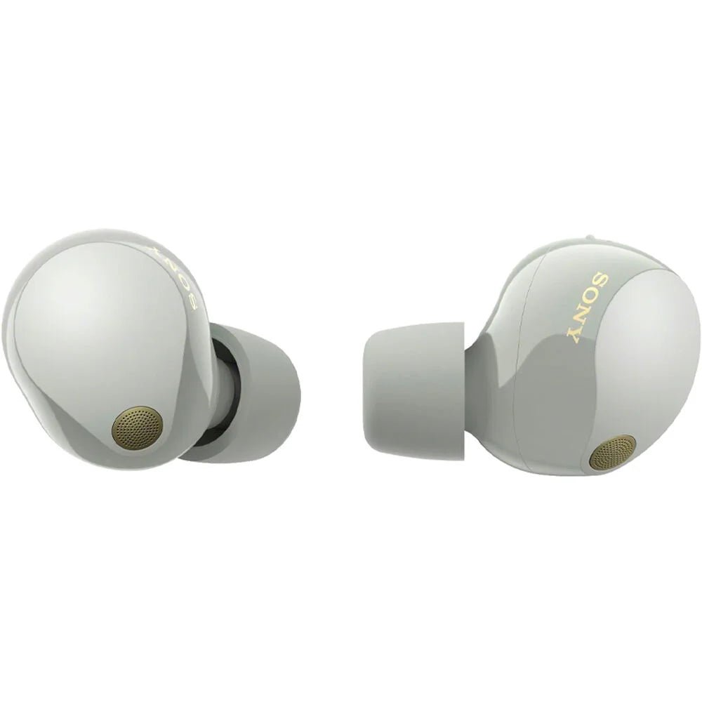 Sony WF-1000XM5 Industry Leading Noise Canceling Truly Wireless Earbuds (Silver) Bundle with Silicone Case Scarlet Memory Foam Ear Tips, USB-A to USB-C Cable & 1 YR CPS Enhanced Protection Pack