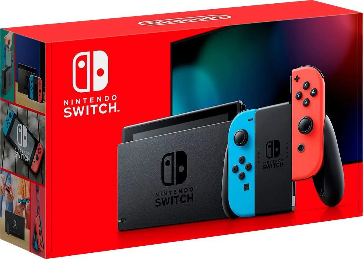 Nintendo Switch Odyssey Bundle: Ruby and Blue Joy-Con Improved Battery Life 32GB Console,Super Mario Odyssey Game Disc and Odyssey Deluxe Travel Case