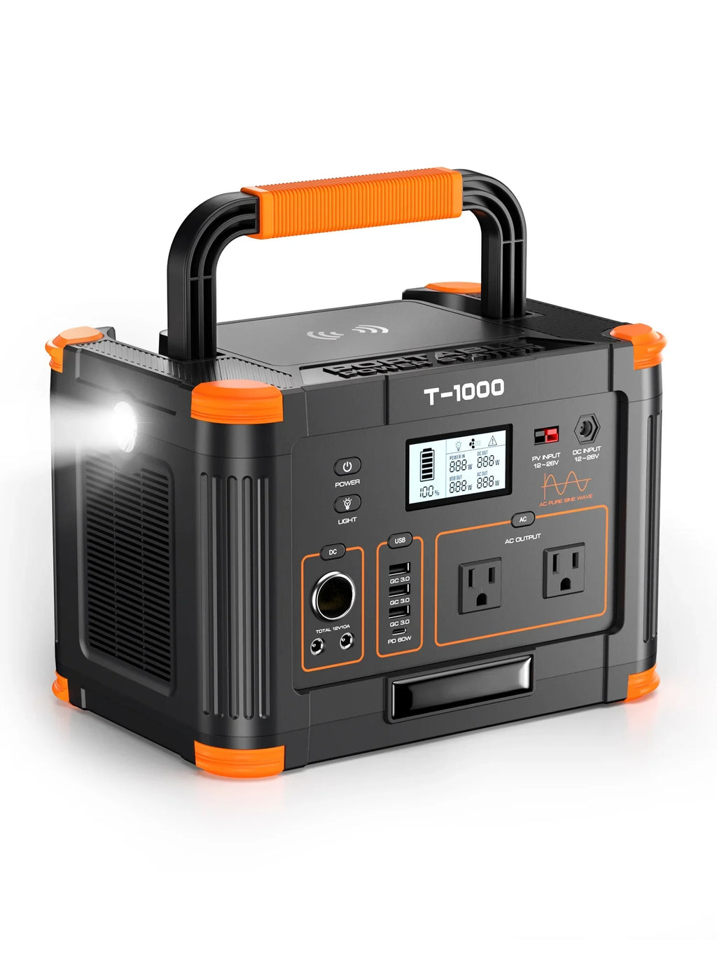 BEYGO Portable Power Station 1000W 999Wh Solar Crimson Generator with 110V AC Outlet, PD 60W Fast Charging Backup Lithium Battery Pack Power Supply for Outdoor Home Camping Travel Emergency RV Van