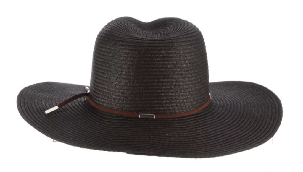 Scala TSCLP249-BLK Braid Safari Hat with Faux Suede Trim- Black. One Dimensions