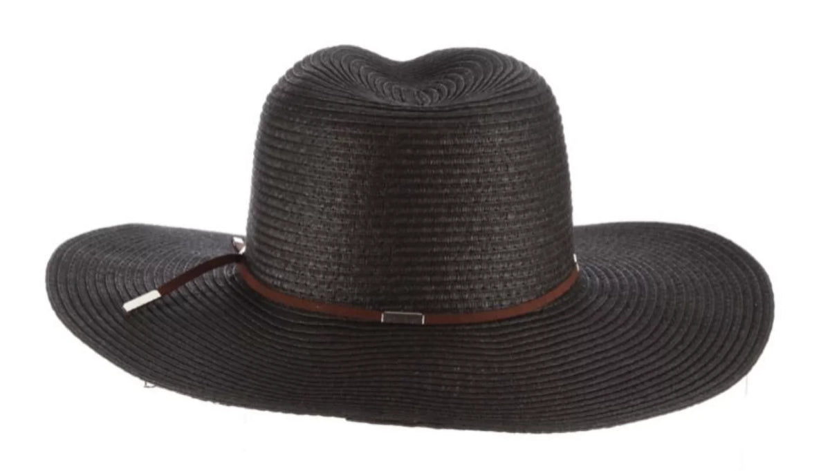 Scala TSCLP249-BLK Braid Safari Hat with Faux Suede Trim- Black. One Dimensions