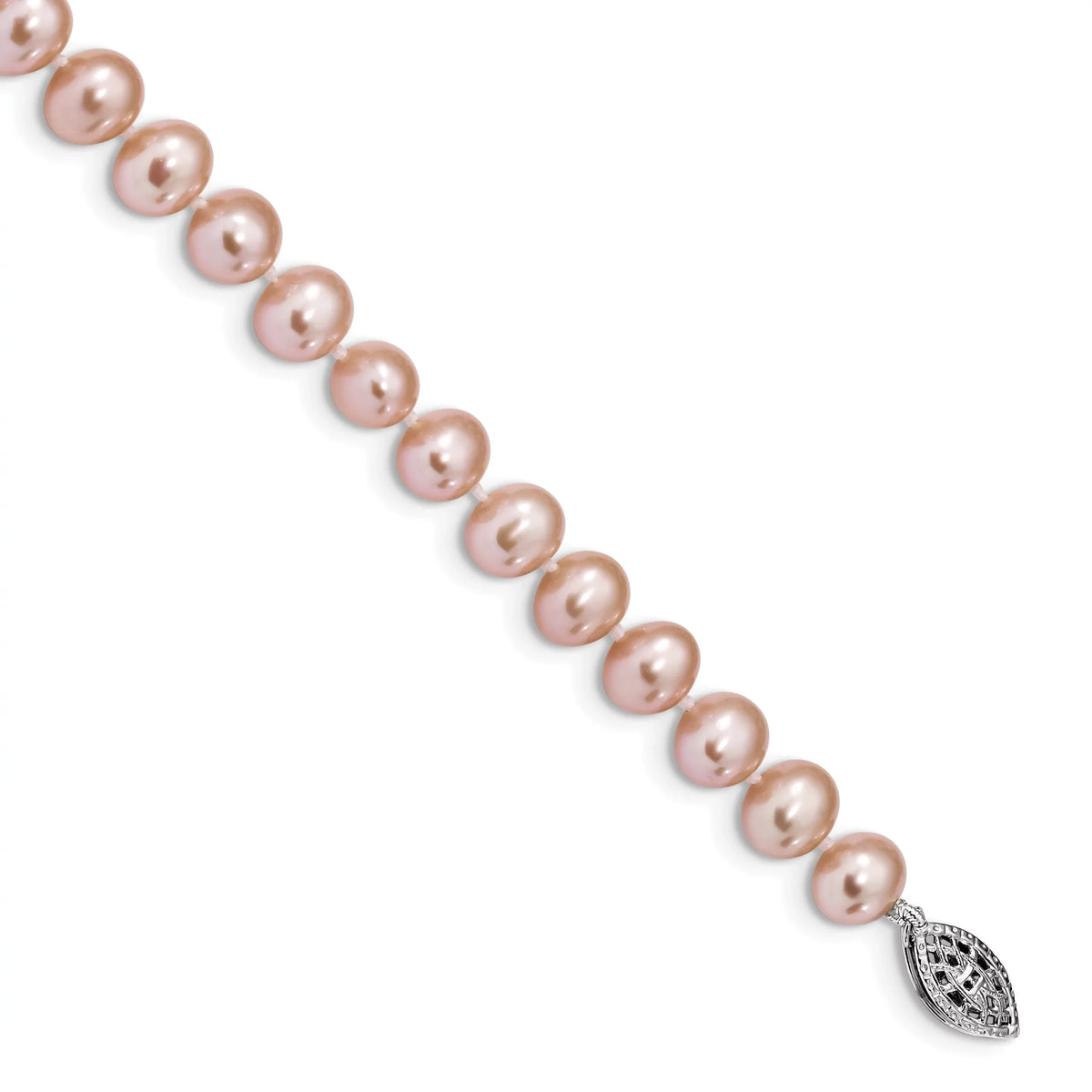 Primal Silver Sterling Silver Rhodium-plated 6-7mm Rose Freshwater Scarlet Pearl Bracelet