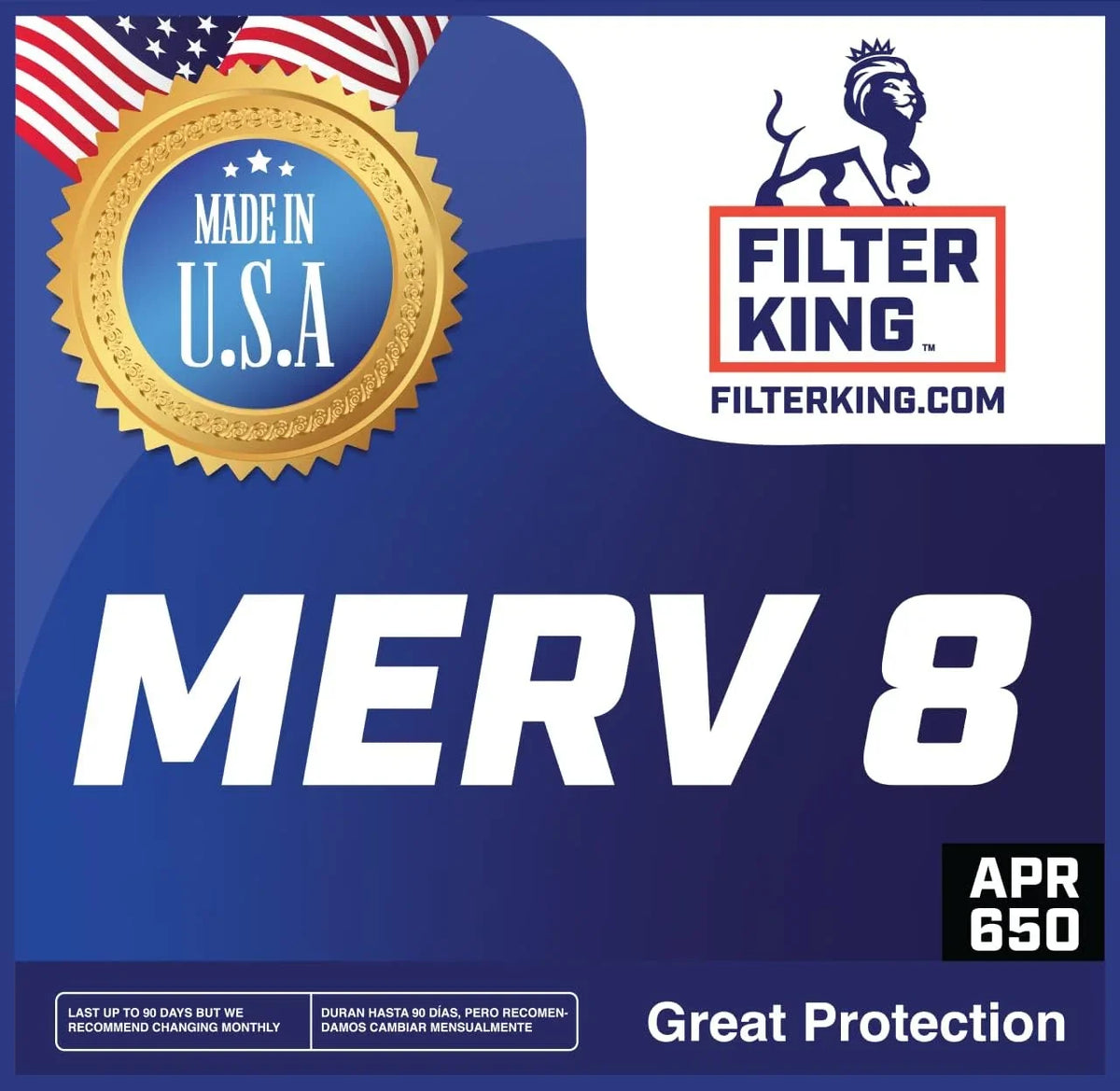 Filter King 39.5x20x1a Air Filter | 4-PACK | MERV 8 HVAC Pleated A/C Furnace Filters | MADE IN USA | Actual Fit 39.5 x 20 x .75"