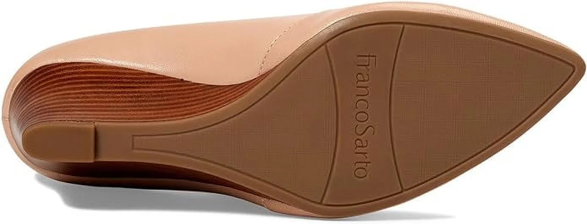 Franco Sarto Female Frankie Pointed Toe Wedge Pump Ballet Beige Leather, 11 M US