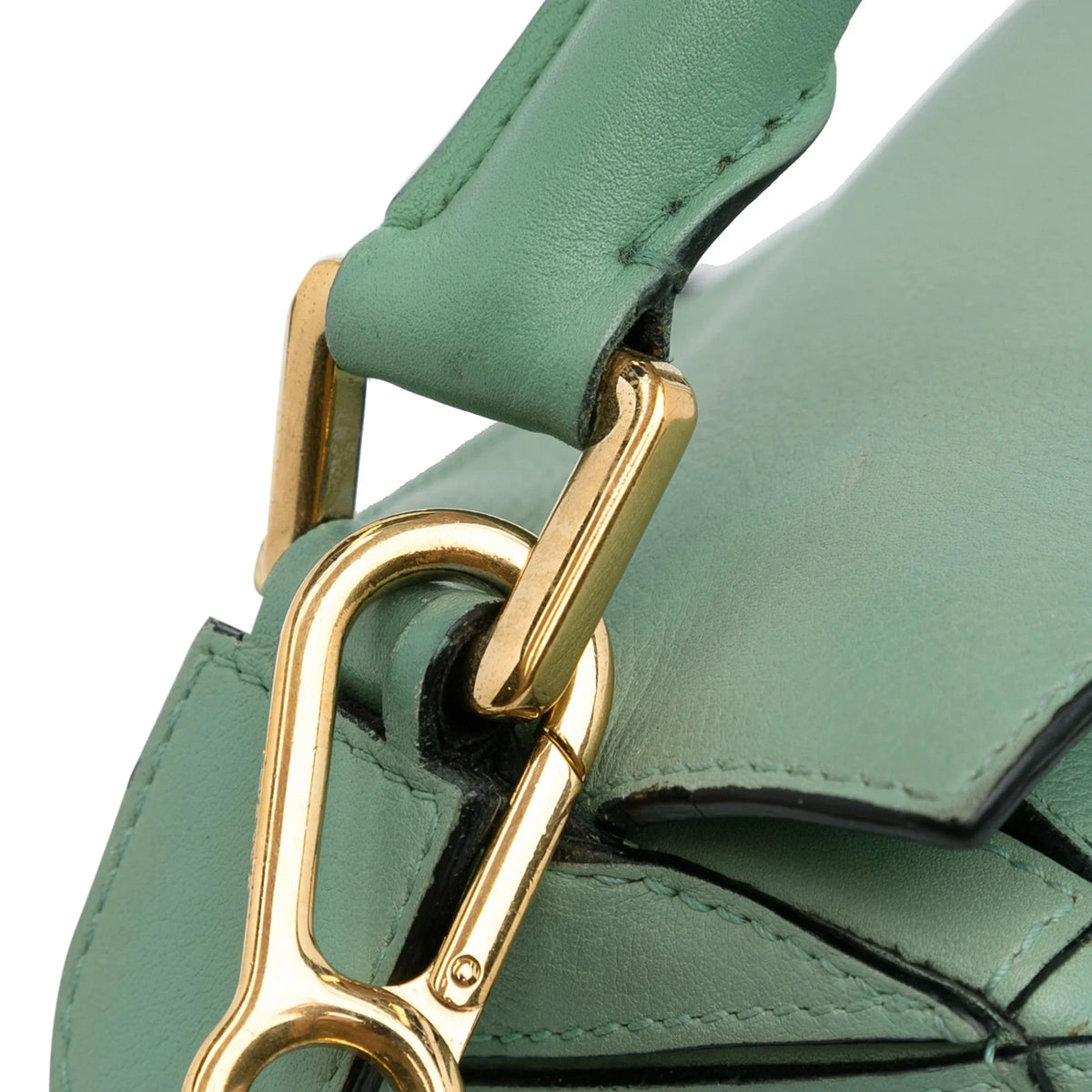 Pre-Owned Authenticated LOEWE Small Puzzle Satchel Calf Leather Green Unisex (Good)