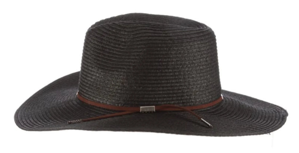 Scala TSCLP249-BLK Braid Safari Hat with Faux Suede Trim- Black. One Dimensions