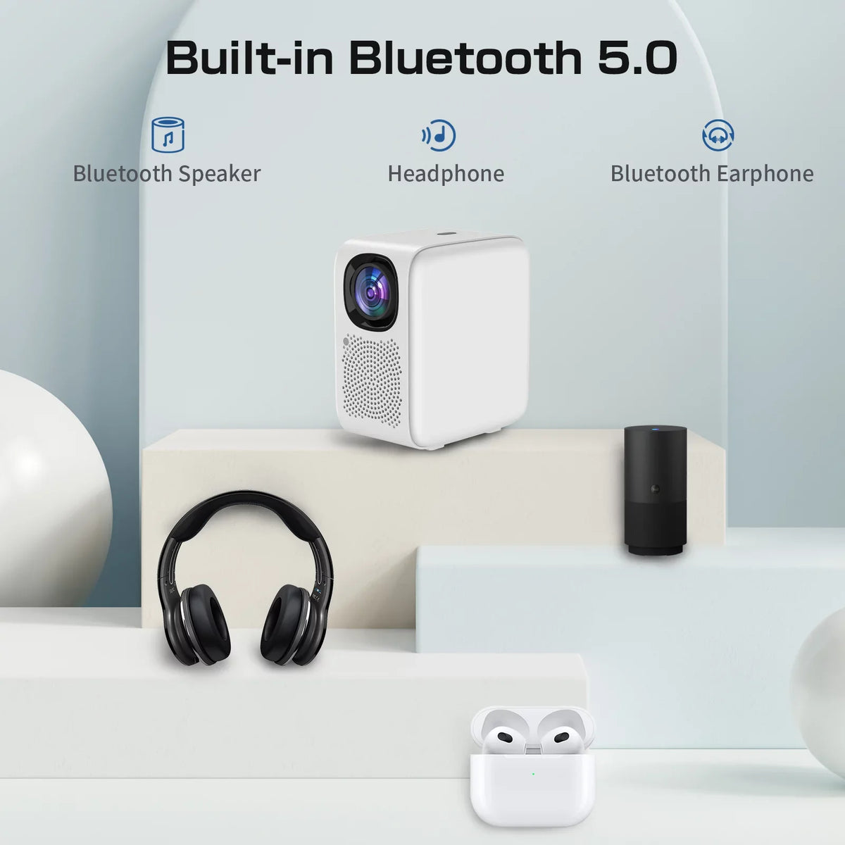 Auto Focus Projector, Native 1080P Projector 4K Supported, 5G WIFI FHD LCD Projector, Two-way Bluetooth 5.2, 1200ANSI Netflix Officially-Licensed Smart Projector, Smart Home Movie Projector