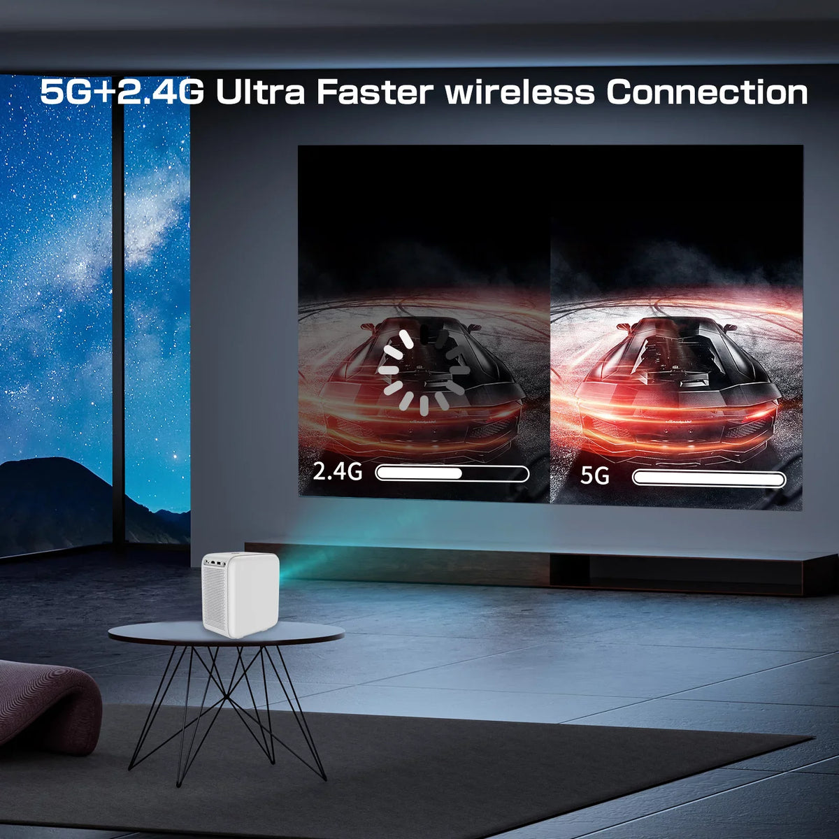 Auto Focus Projector, Native 1080P Projector 4K Supported, 5G WIFI FHD LCD Projector, Two-way Bluetooth 5.2, 1200ANSI Netflix Officially-Licensed Smart Projector, Smart Home Movie Projector