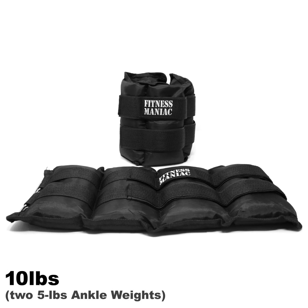 Fitness Maniac Ankle Weights Leg Resistant Adjustable Strap Home Gym Strength Training 10 lbs