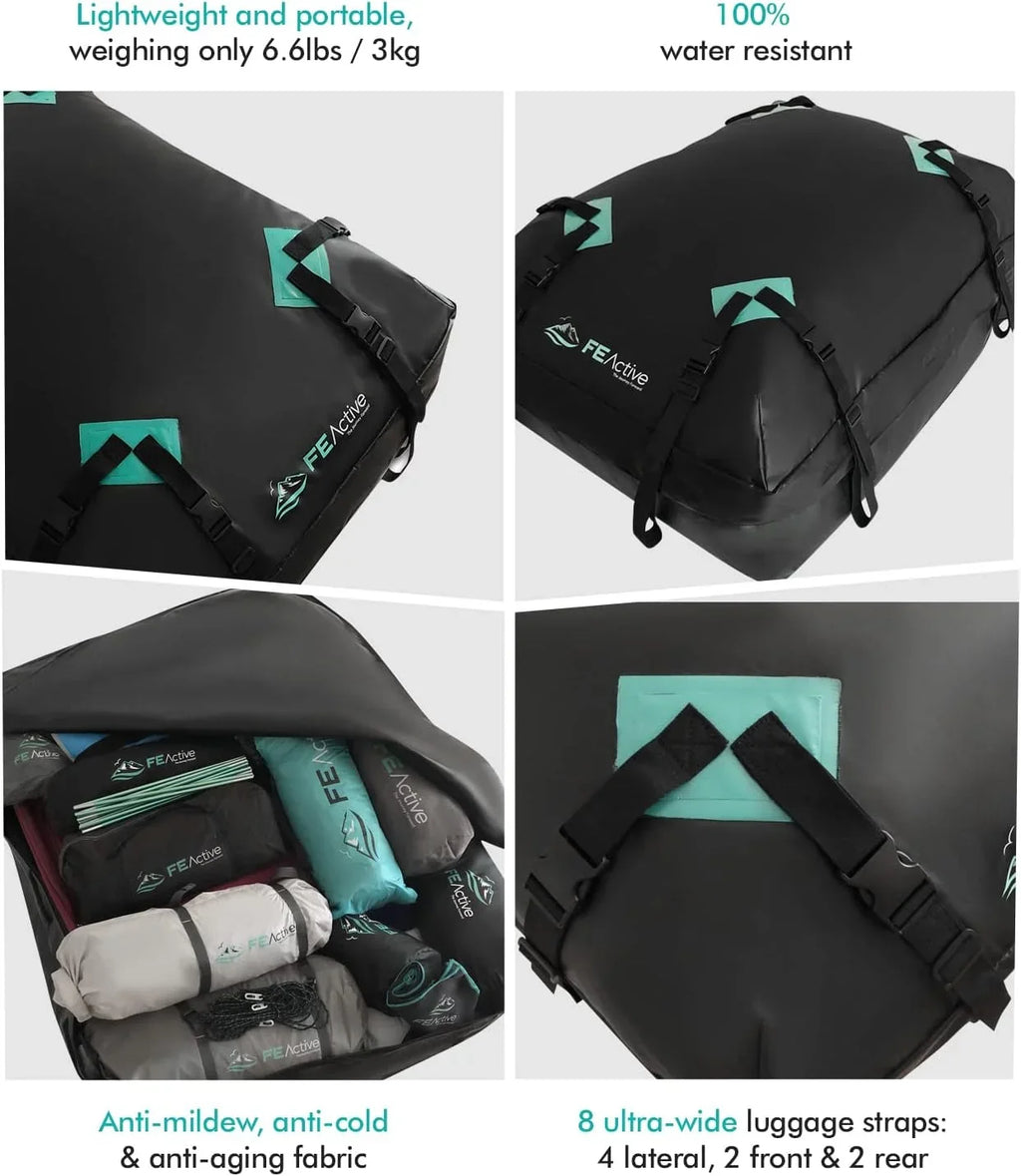 WAGEE Cargo Rooftop Carrier - 100% Waterproof 15 Cubic ft. Roof Dry Bag Heavy Duty Car & SUV Roof Top Luggage Storage Cargo Carrier W Straps, Road Trips, Camping, Travel | Designed in California
