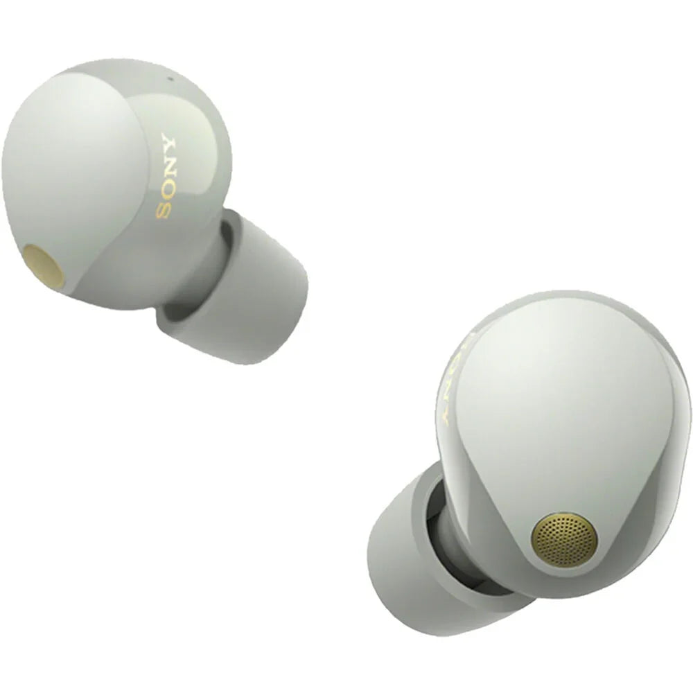 Sony WF-1000XM5 Industry Leading Noise Canceling Truly Wireless Earbuds (Silver) Bundle with Silicone Case Scarlet Memory Foam Ear Tips, USB-A to USB-C Cable & 1 YR CPS Enhanced Protection Pack