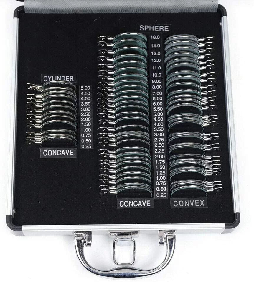 Fetcoi, Optical Trial Lens Set Optometry Kit 68pcs Metal Rim Ophthalmic lenses + Aluminum Case (68pcs/set)