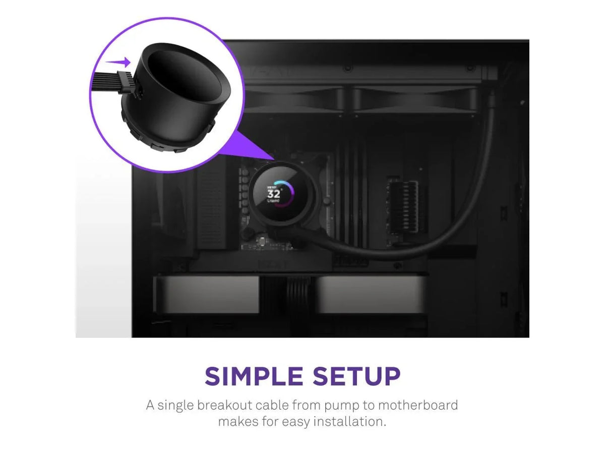 NZXT Kraken 360mm - RL-KN360-B1 – AIO CPU Liquid Cooler - LCD Display - 3 x F120P Static Pressure Fan Radiator Fans LGA 1700 / AM5 Compatible