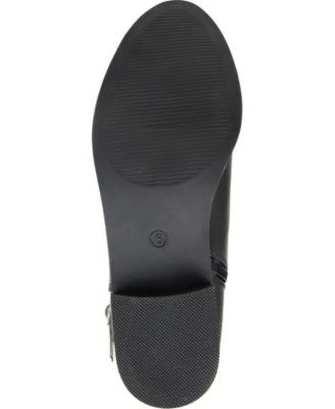 JOURNEE COLLECTION Ladies Black Goring Buckle Accent Comfort Frenchy Almond Toe Block Heel Zip-Up Riding Boot 8.5 WC