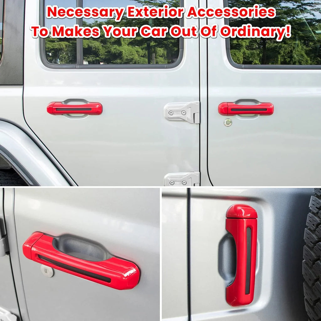 E-cowlboy Door Handle Inserts Cover Trim+Tailgate Handle Cover for 2018-2022 Jeep Wrangler JL JLU Sports Sahara Freedom Rubicon Unlimited Gladiator JT 2-Door & 4-Door Exterior Accessories Ruby 5PCS)
