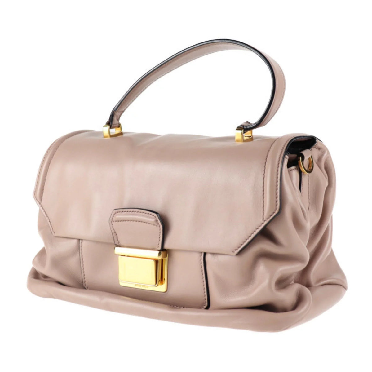 Pre-Owned Miu Miu MIUMIU handbag RN1079 leather CAMMEO Blush beige 2WAY (Good)