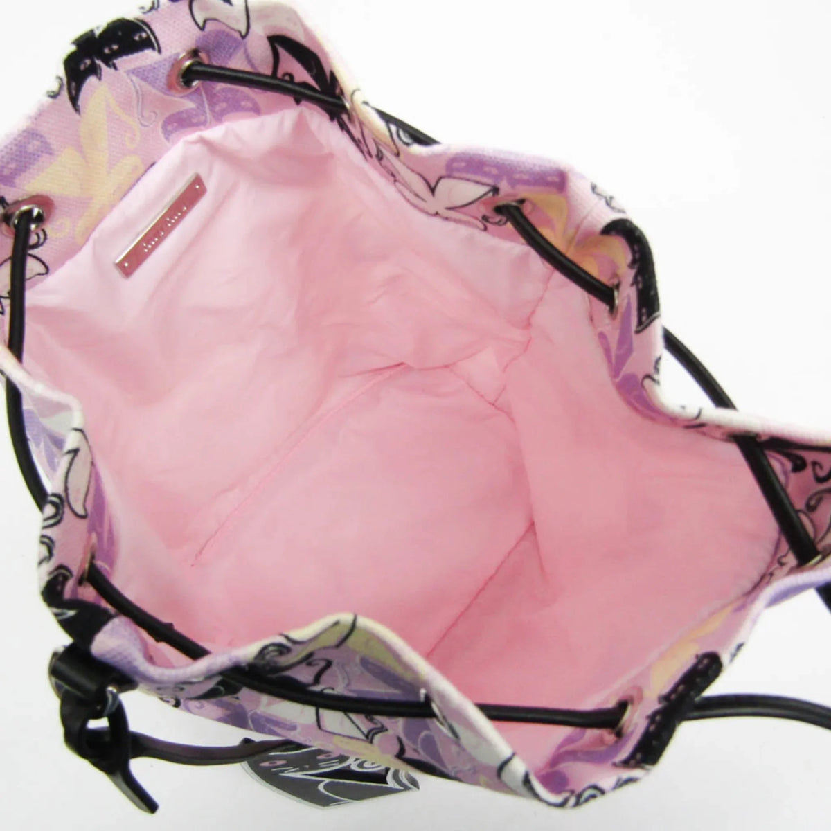 Pre-Owned Miu Miu CANAPA CATS Drawstring Bag 5RM014 Ladies Leather,Cotton Pouch Black,Light Purple,Multi-color (Good)