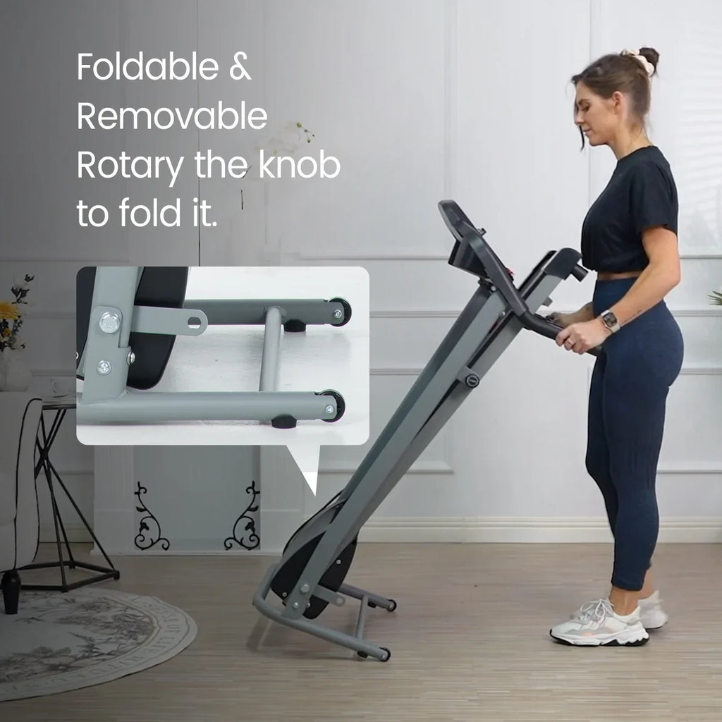 Relife Folding Treadmill with Device Holder + Bottle Hold, Electric Treadmill with 40” x 14” Running Belt, Heart Rate Monitor, Easy Assembly, 1.5HP, Compact Design for Home