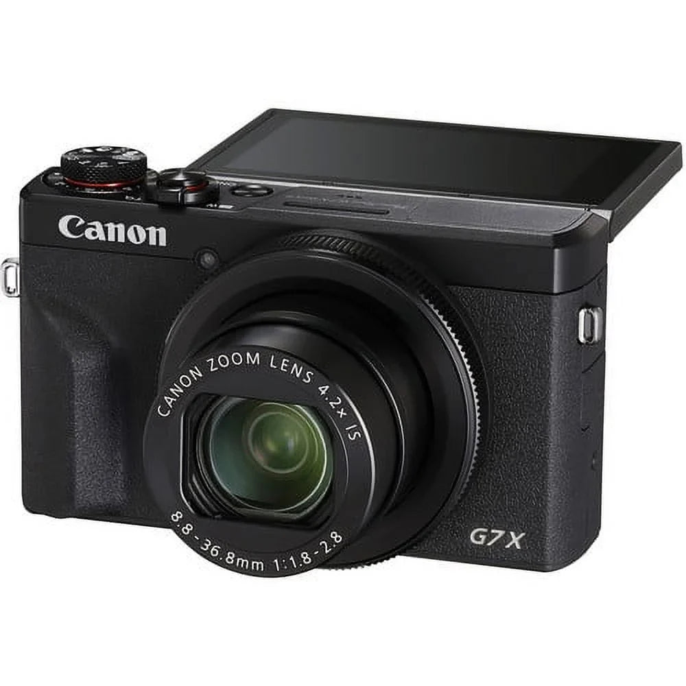 Canon PowerShot G7 X Mark III Digital Camera (Black) (Intl Model) Bundle with 16GB SD Card, 57" Tripod, Flexible Tripod, Padded Bag, and 6Ave Cleaning Kit