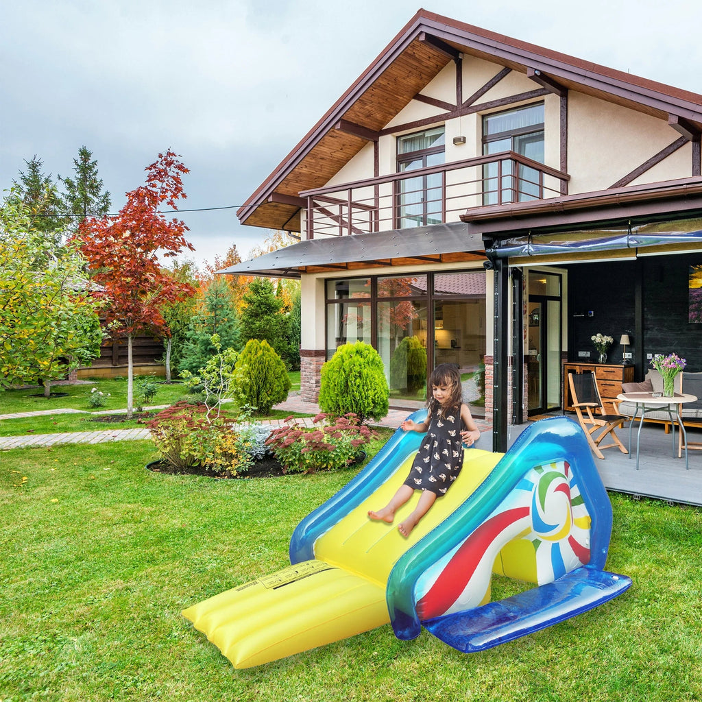 Northlight Yellow and Blue Pool Side Slide With an Attached Sprayer, 98-Inches