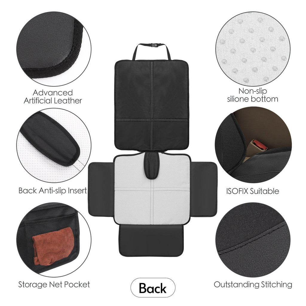 Baby Car Seat Protector Slip-Proof Wear-Resistant Back Seat Cover Mat with Organizer Pocket