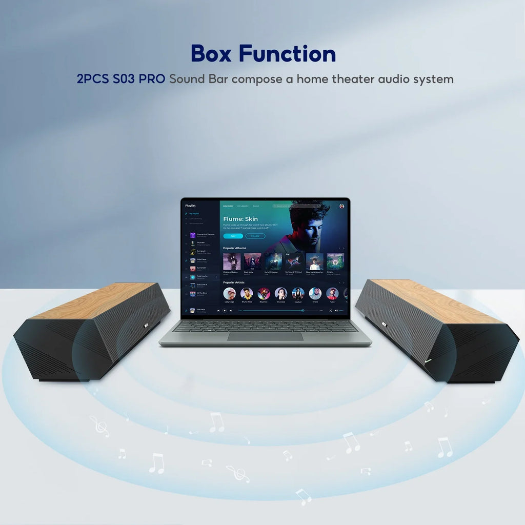AIYIMA S03PRO Soundbar 28-Inch 60W with HDMI-ARC, Bluetooth 5.0, Optical Coaxial USB AUX Connection, 4 Speakers, 3 EQs, 110dB Surround Sound Bar Home Theater Audio Soundbar System for TV