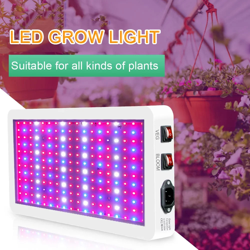 Anself 2000W Full Spectrum LED Grow Light - 312 LEDs with Veg/Bloom Dual Switch - IP65 Waterproof Indoor Plant Growing Lamp - Ideal for Seedlings, Petals Greenhouse Use