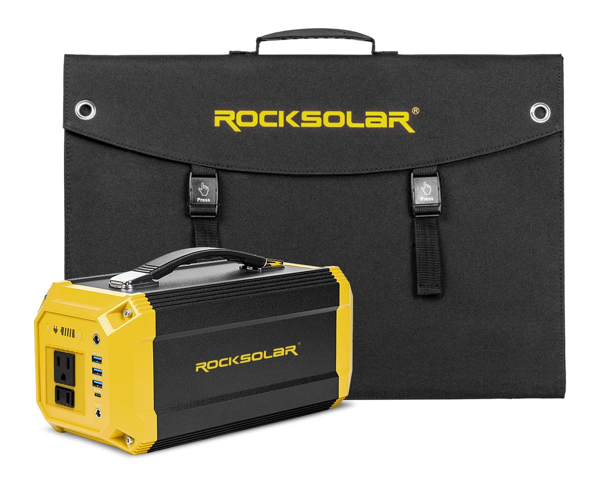 ROCKSOLAR Utility 300W Portable Power Station with 60W Foldable Solar Panel Generator Kit